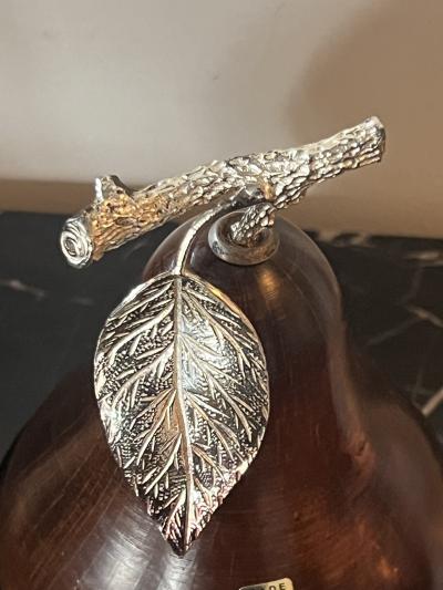 ITALIAN WALNUT AND SILVER PLATE PEAR BOX