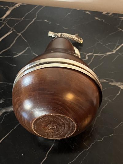 ITALIAN WALNUT AND SILVER PLATE PEAR BOX