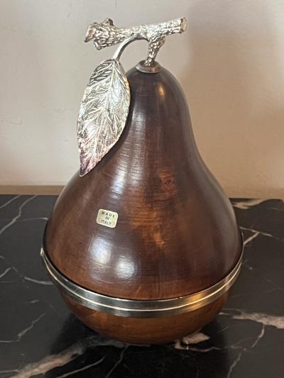 ITALIAN WALNUT AND SILVER PLATE PEAR BOX