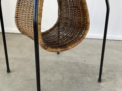 ITALIAN WICKER AND IRON MAGAZINE TABLE
