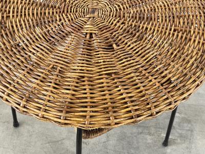 ITALIAN WICKER AND IRON MAGAZINE TABLE