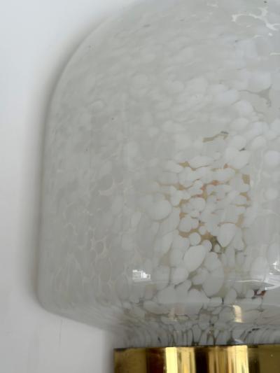 ITRE Brass Sconce White Speckled Murano Glass by ITRE Italy 1970s