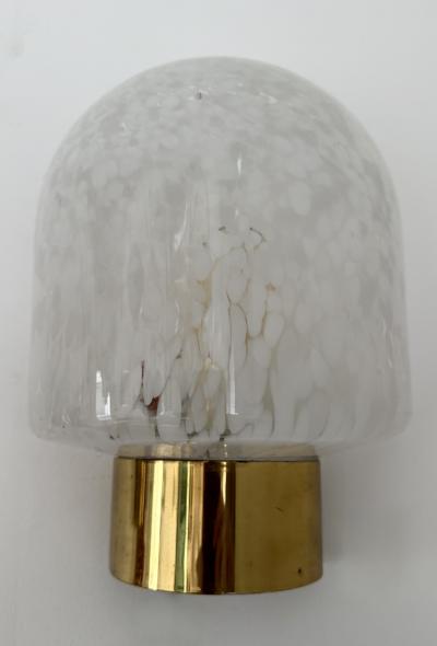 ITRE Brass Sconce White Speckled Murano Glass by ITRE Italy 1970s