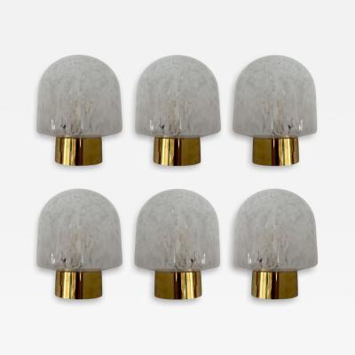 ITRE Brass Sconce White Speckled Murano Glass by ITRE Italy 1970s