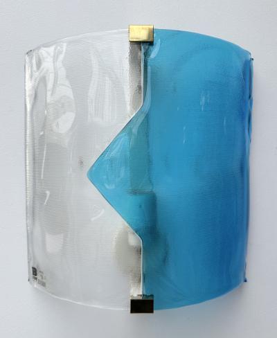 ITRE Pair of Sconces Blue Murano Glass by I TRE Italy 1970s