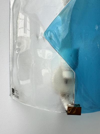 ITRE Pair of Sconces Blue Murano Glass by I TRE Italy 1970s