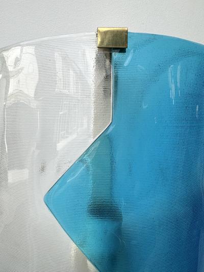 ITRE Pair of Sconces Blue Murano Glass by I TRE Italy 1970s