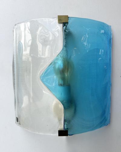 ITRE Pair of Sconces Blue Murano Glass by I TRE Italy 1970s