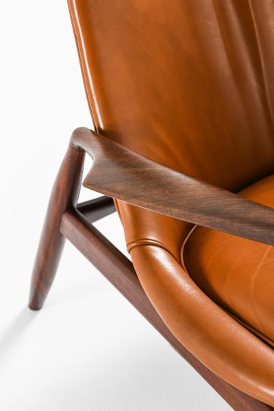 Ib Kofod Larsen Afromosia Leather Easy Chair by Ib Kofod Larsen 1950s