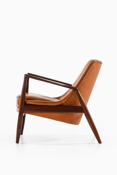 Ib Kofod Larsen Afromosia Leather Easy Chair by Ib Kofod Larsen 1950s