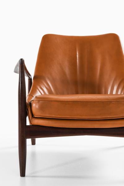Ib Kofod Larsen Afromosia Leather Easy Chair by Ib Kofod Larsen 1950s