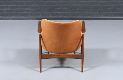 Ib Kofod Larsen Danish Modern Leather Sculpted Lounge Chairs by Ib Kofod Larsen