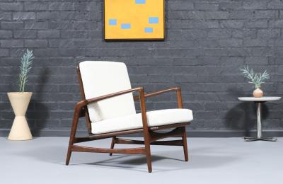 Ib Kofod Larsen Danish Modern Reclining Lounge Chair with Ottoman by Ib Kofod Larsen