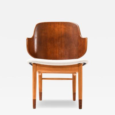 Ib Kofod Larsen Easy Chair in Beech Teak and Wool by Ib Kofod Larsen 1950s
