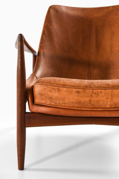 Ib Kofod Larsen Easy Chair in Leather and Teak by Ib Kofod Larsen 1950s