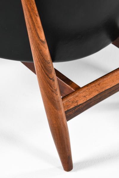 Ib Kofod Larsen Easy Chair with Matching Stool in Leather and Rosewood by Ib Kofod Larsen 1956