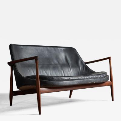 Ib Kofod Larsen Elizabeth Settee with Leather and Rosewood Denmark 1950s