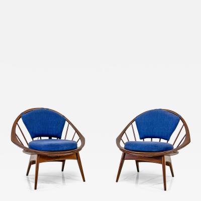 Ib Kofod Larsen Hoop Chairs a Pair by Ib Kofod Larsen for Selig Denmark C 1964