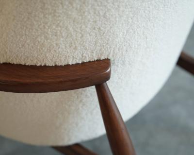 Ib Kofod Larsen IB Kofod Larsen Style Modern Lounge Chairs in Walnut Boucl C 1950s