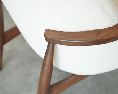 Ib Kofod Larsen IB Kofod Larsen Style Modern Lounge Chairs in Walnut Boucl C 1950s