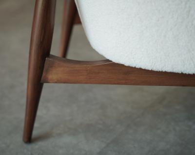 Ib Kofod Larsen IB Kofod Larsen Style Modern Lounge Chairs in Walnut Boucl C 1950s