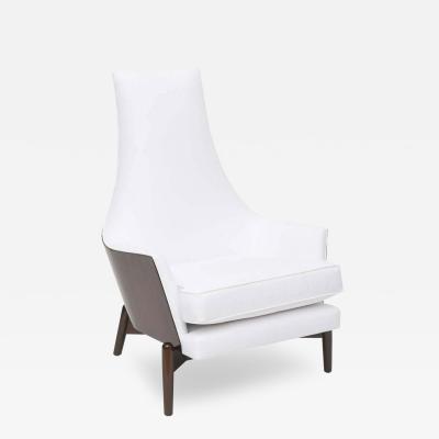 Ib Kofod Larsen Ib Kofod Larsen Danish Modern Dark Walnut and White Upholstery Armchair