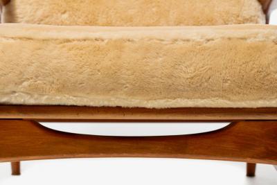 Ib Kofod Larsen Ib Kofod Larsen Palomino Sheepskin Walnut Reclining Lounge Chair Ottoman