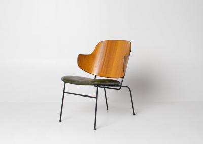 Ib Kofod Larsen Ib Kofod Larsen Penguin Chair First Generation in Moss Green Leather