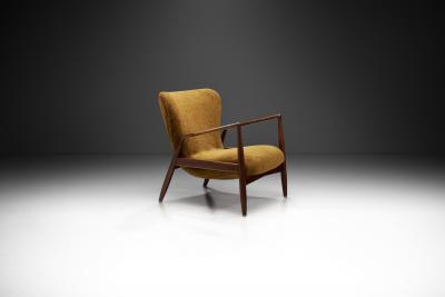 Ib Kofod Larsen Ib Kofod Larsen S len Chair with Upholstered Seat for OPE M bler Sweden 1950s