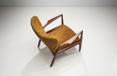 Ib Kofod Larsen Ib Kofod Larsen S len Chair with Upholstered Seat for OPE M bler Sweden 1950s