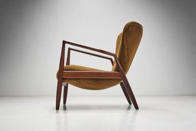 Ib Kofod Larsen Ib Kofod Larsen S len Chair with Upholstered Seat for OPE M bler Sweden 1950s