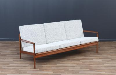 Ib Kofod Larsen Ib Kofod Larsen Sculpted Exoskeleton Walnut Sofa for Selig