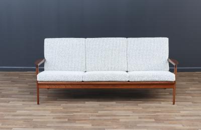 Ib Kofod Larsen Ib Kofod Larsen Sculpted Exoskeleton Walnut Sofa for Selig