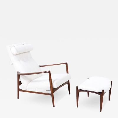 Ib Kofod Larsen Ib Kofod Larsen Sculptural Reclining Lounge Chair with Ottoman for Selig