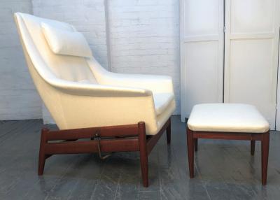 Ib Kofod Larsen Ib Kofod Larsen for Povl Dinesen Danish Lounge Chair and Ottoman