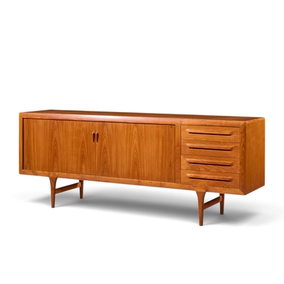 Ib Kofod Larsen Kofod Larsen Faarup M belfabrik Mid Century Danish Teak Tambour Door Credenza