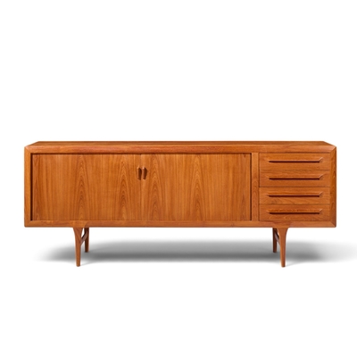 Ib Kofod Larsen Kofod Larsen Faarup M belfabrik Mid Century Danish Teak Tambour Door Credenza