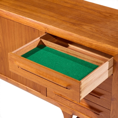 Ib Kofod Larsen Kofod Larsen Faarup M belfabrik Mid Century Danish Teak Tambour Door Credenza