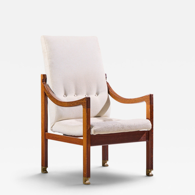 Ib Kofod Larsen Kofod Larsen for Selig Megiddo Queen of Sheba African Wenge Wood and Brass Chair