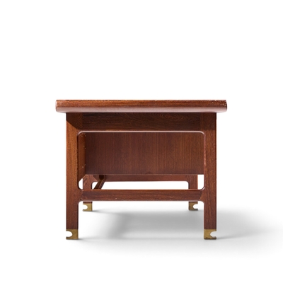 Ib Kofod Larsen Kofod Larsen for Selig Megiddo Queen of Sheba African Wenge Wood and Brass Desk