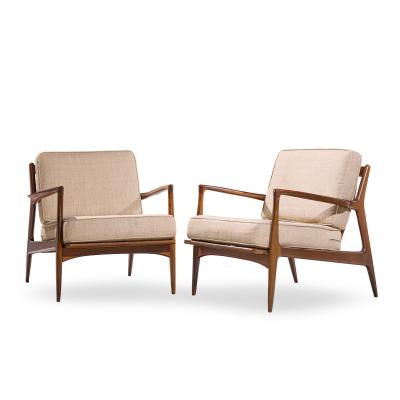 Ib Kofod Larsen Kofod Larsen for Selig Mid Century Danish Lounge Chairs Pair