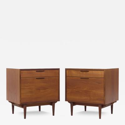 Ib Kofod Larsen Kofod Larsen for Selig Mid Century Danish Teak Nightstands Pair