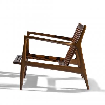 Ib Kofod Larsen Kofod Larsen for Selig Mid Century Danish Walnut Lounge Chairs Pair