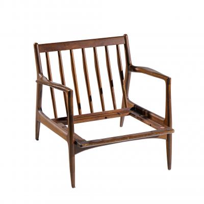 Ib Kofod Larsen Kofod Larsen for Selig Mid Century Danish Walnut Lounge Chairs Pair