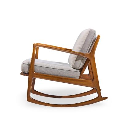 Ib Kofod Larsen Kofod Larsen for Selig Mid Century Danish Walnut Rocking Lounge Chair