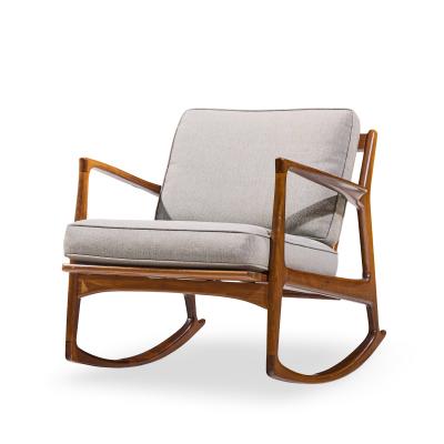 Ib Kofod Larsen Kofod Larsen for Selig Mid Century Danish Walnut Rocking Lounge Chair