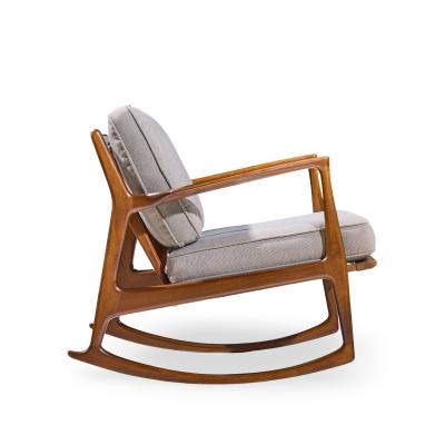 Ib Kofod Larsen Kofod Larsen for Selig Mid Century Danish Walnut Rocking Lounge Chair