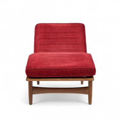 Ib Kofod Larsen Kofod Larsen for Selig Mid Century Walnut Chaise Lounge Chair