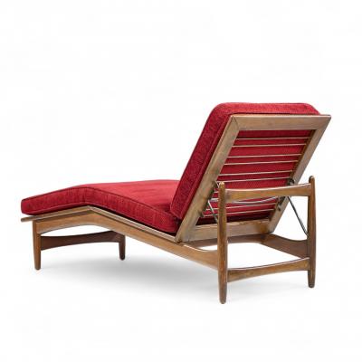 Ib Kofod Larsen Kofod Larsen for Selig Mid Century Walnut Chaise Lounge Chair