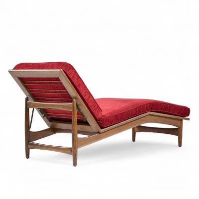 Ib Kofod Larsen Kofod Larsen for Selig Mid Century Walnut Chaise Lounge Chair